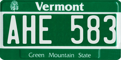 VT license plate AHE583
