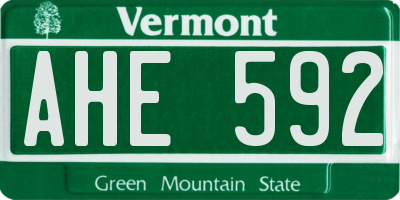 VT license plate AHE592