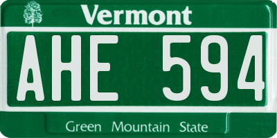 VT license plate AHE594