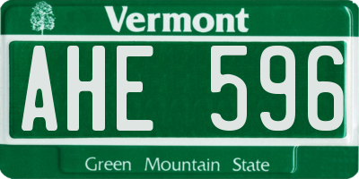 VT license plate AHE596