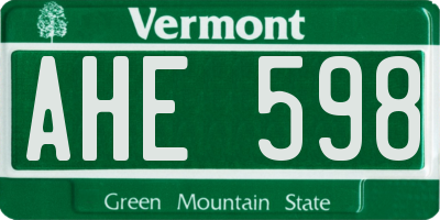 VT license plate AHE598