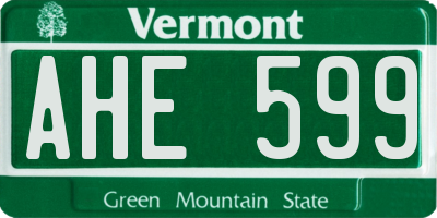 VT license plate AHE599