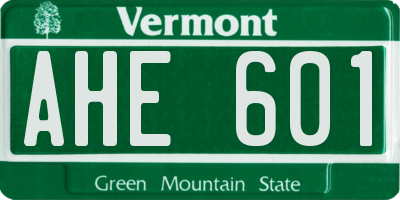 VT license plate AHE601