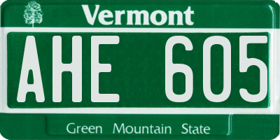 VT license plate AHE605