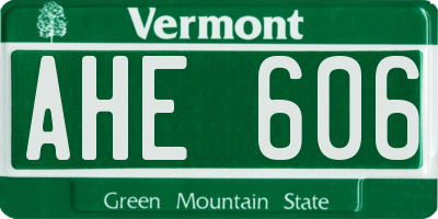 VT license plate AHE606