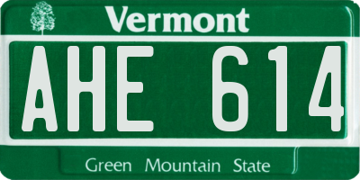 VT license plate AHE614
