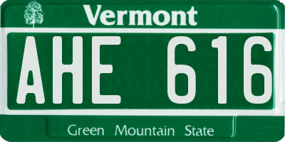 VT license plate AHE616