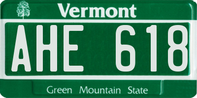 VT license plate AHE618