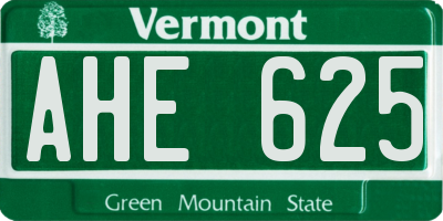 VT license plate AHE625