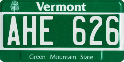 VT license plate AHE626