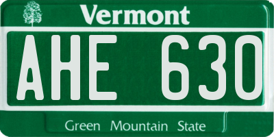 VT license plate AHE630