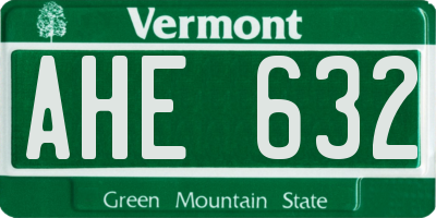 VT license plate AHE632
