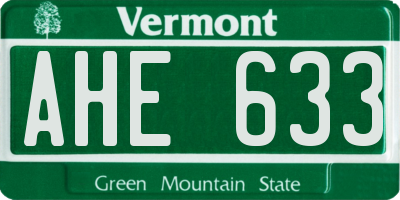 VT license plate AHE633