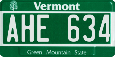 VT license plate AHE634