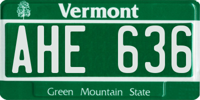 VT license plate AHE636