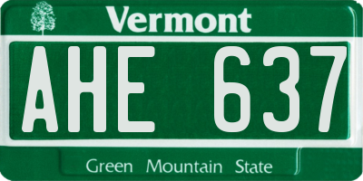 VT license plate AHE637