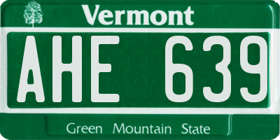 VT license plate AHE639