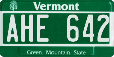 VT license plate AHE642
