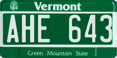 VT license plate AHE643