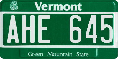 VT license plate AHE645