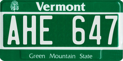 VT license plate AHE647
