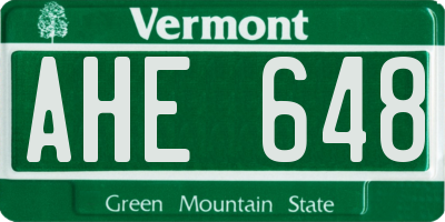 VT license plate AHE648