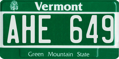 VT license plate AHE649