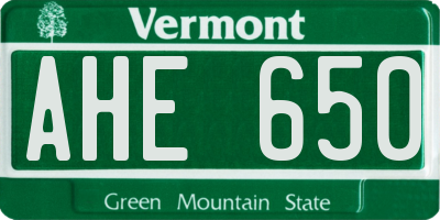 VT license plate AHE650
