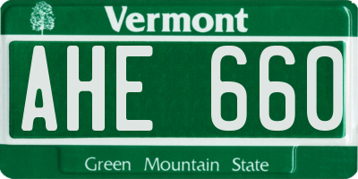 VT license plate AHE660