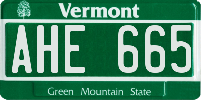 VT license plate AHE665