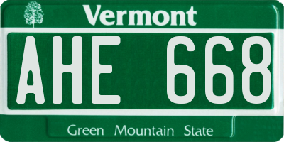 VT license plate AHE668