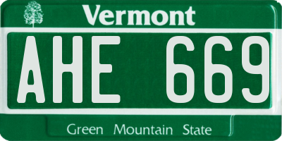 VT license plate AHE669