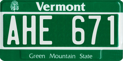 VT license plate AHE671