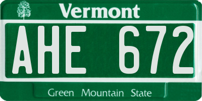 VT license plate AHE672