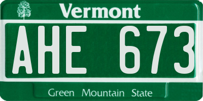 VT license plate AHE673