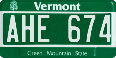 VT license plate AHE674