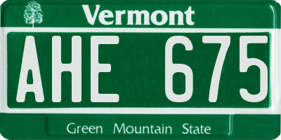 VT license plate AHE675