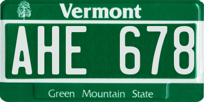 VT license plate AHE678