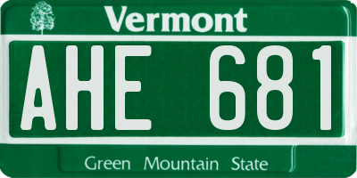 VT license plate AHE681