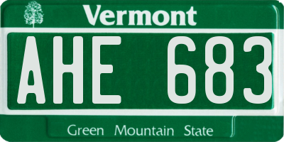VT license plate AHE683