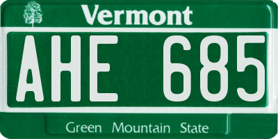 VT license plate AHE685