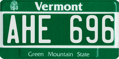 VT license plate AHE696