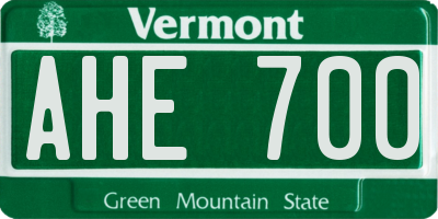 VT license plate AHE700