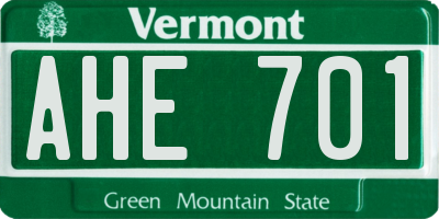 VT license plate AHE701