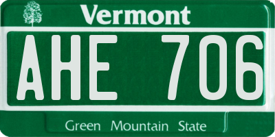 VT license plate AHE706