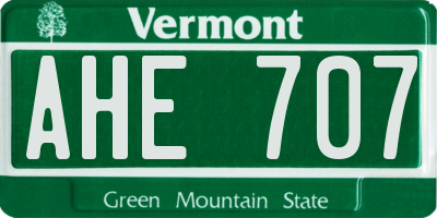 VT license plate AHE707