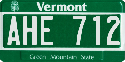VT license plate AHE712