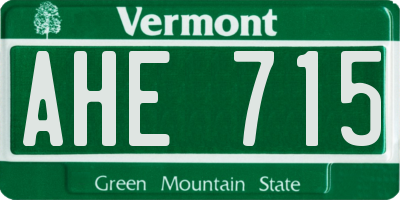 VT license plate AHE715