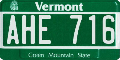 VT license plate AHE716