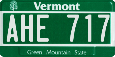 VT license plate AHE717